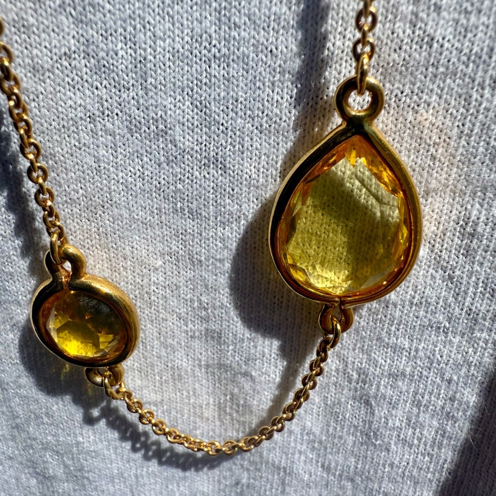Kate Spade Long Gold Necklace with Canary Yellow & White Stones 💎 - Picture 6 of 13